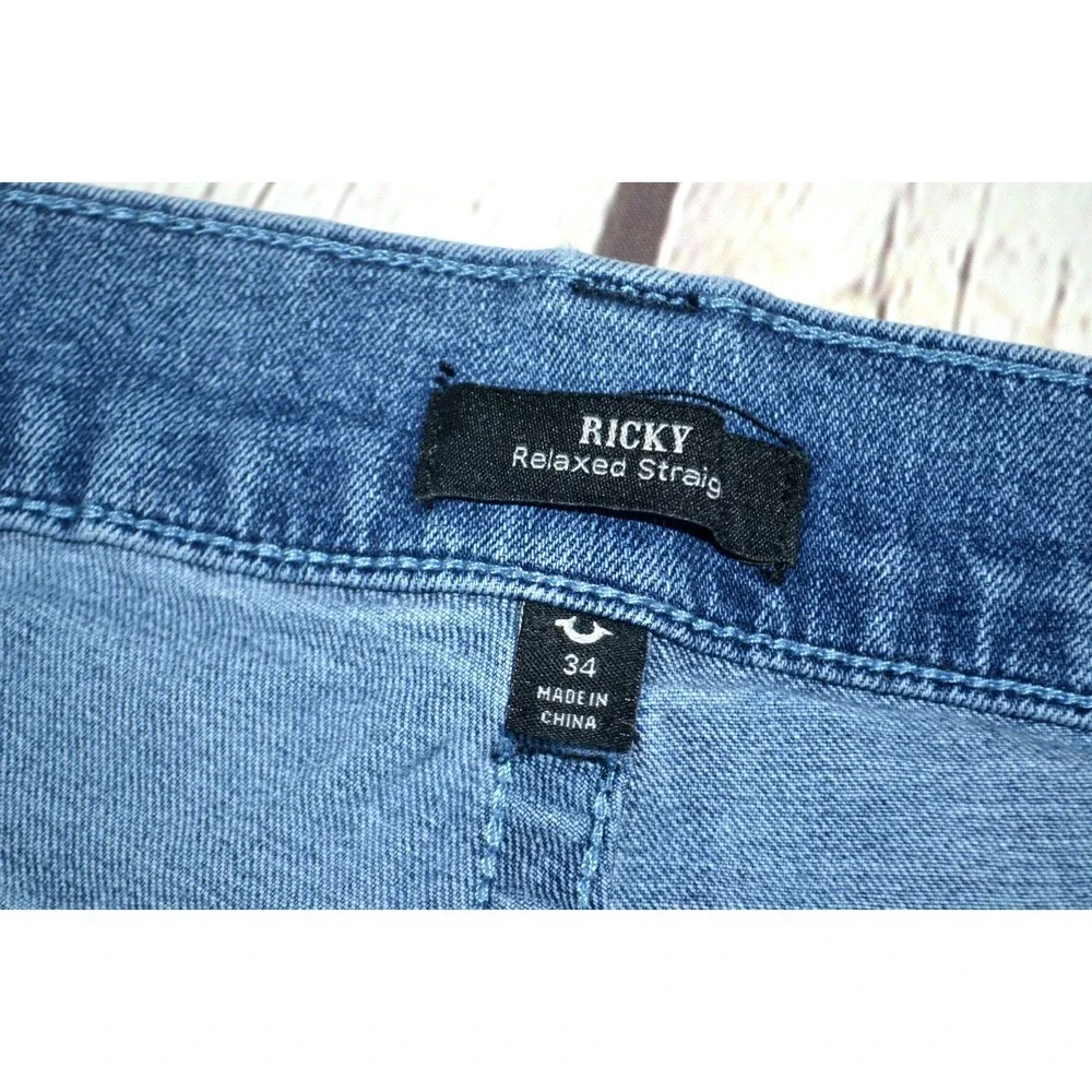 TRUE RELIGION Men's Ricky Relaxed Straight Jeans SIZE 34/33 Medium Wash